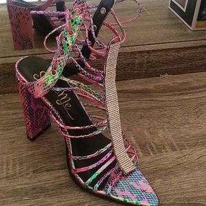 Iridescent rhinestone heels